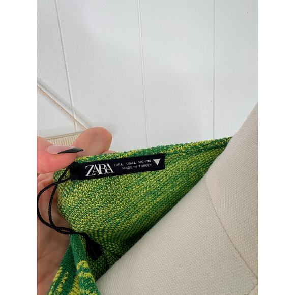 Zara Green Tie Dye Swirl Cutout Sweater Dress Womens Large 70s Hippie Festival - Picture 8 of 8